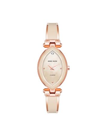 Anne Klein Accented Oval Bangle Watch Diamond Pink | EAUHC19704