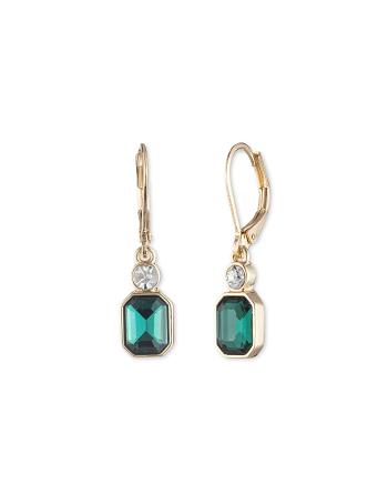 Anne Klein Bright Emerald Drop Pierced Earrings Turquoise / Gold | DAUVO99686