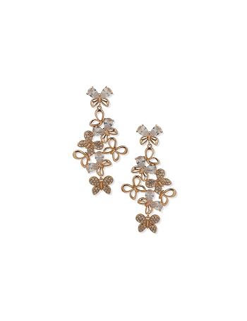 Anne Klein Butterfly Chandelier Earrings Gold | YAUGT95843