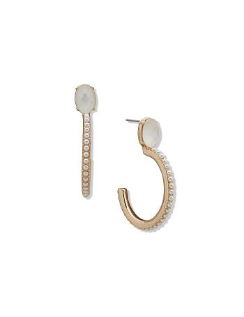 Anne Klein C Hoop With Caviar Pearl Pierced Earrings Gold | AUNZX73060