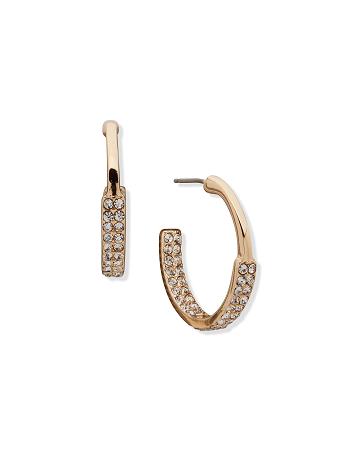 Anne Klein C Hoop With Pave Pierced Earrings Gold | QAUWA52022