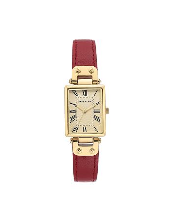 Anne Klein Case Leather Strap Watch Rectangular Red | AUEAH75081