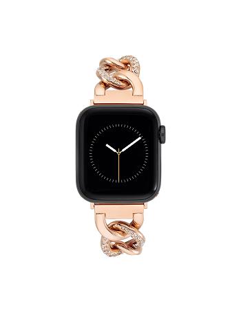 Anne Klein Chain Link Bracelet Band with Premium Crystals Apple Watch Accessories Rose / Gold | AUDYB69150