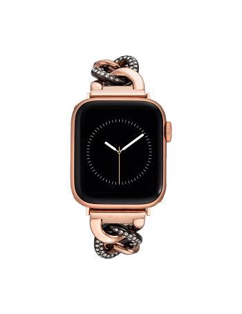 Anne Klein Chain Link Bracelet Band with Premium Crystals Apple Watch Accessories Grey / Rose / Gold | AUJKU16877