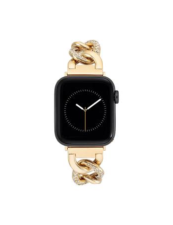 Anne Klein Chain Link Bracelet Band with Premium Crystals Apple Watch Accessories Gold | AUZDE12764