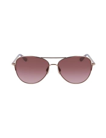 Anne Klein Classic Aviator Sunglasses Oversized Rose / Gold | LAUSX69753