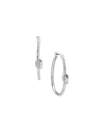 Anne Klein Click Hoop With Knots Pierced Earrings Silver | MAUHR80696