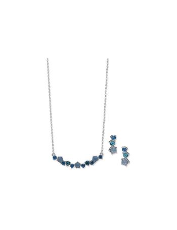 Anne Klein Cluster Necklace and Earring Set in Pouch Earrings Blue | FAUHY30772