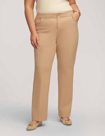 Anne Klein Compression Fly Front Bootleg Pant Plus Size Beige | AUICD82302