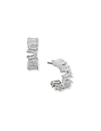 Anne Klein Confetti C Hoop Pierced Earrings Silver | AUICD70136