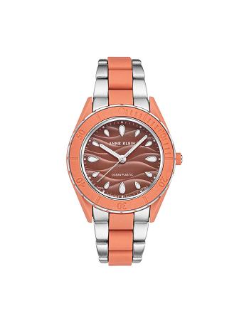 Anne Klein Considered Solar Recycled Bracelet Ocean Plastic Watches Coral / Silver | AUIIZ85332