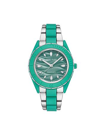 Anne Klein Considered Solar Recycled Bracelet Ocean Plastic Watches Green / Silver | QAUUV78037