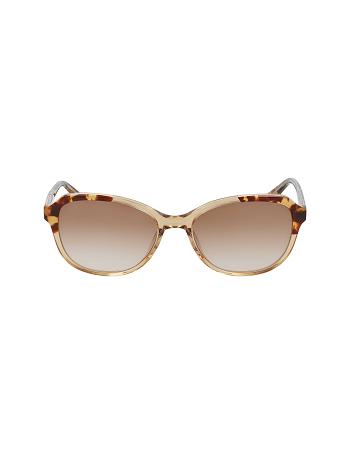 Anne Klein Crystal Oval Sunglasses Round Beige | AUCIF90338