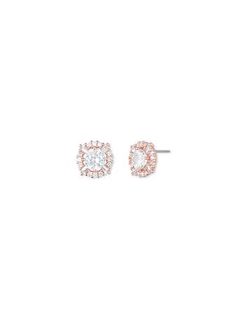 Anne Klein Cubic Zirconia Pave Halo Earrings Rose / silver | AUZDE16545