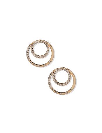 Anne Klein Doorknocker With Pave Pierced Earrings Gold | EAUHC52169