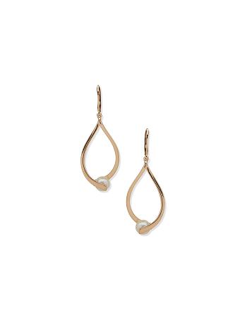 Anne Klein Drop With Pegged Pearl Pierced Earrings Gold | TAUWZ95729