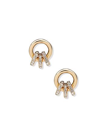 Anne Klein Drop with Mini Pave Hoops Earrings Gold | AUXBR52005