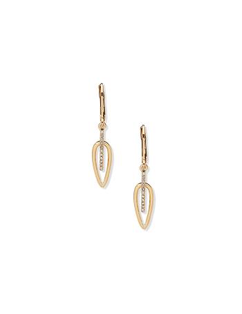 Anne Klein Drop with Pave Earrings Gold | SAUNY68643