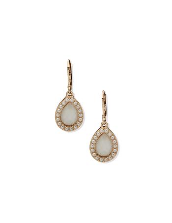 Anne Klein Drop with Pearl Halo Pierced Earrings Gold | ZAUMJ60597