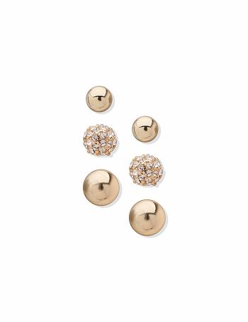 Anne Klein Gold-Tone Trio Post Buttons Set Earrings Gold | LAUSX84774