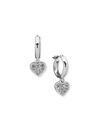 Anne Klein Hoop with Heart Drop Pierced Earring Pierced Earrings Silver | AUCVG17522