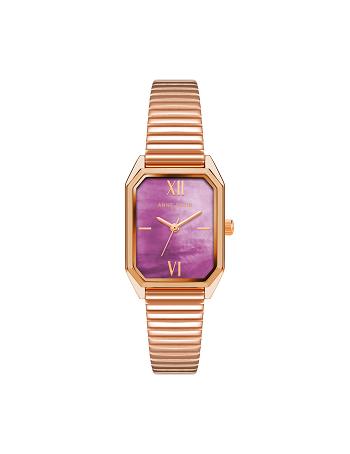 Anne Klein Iconic Octagonal Case Bracelet Watch Metals Rose / Gold / Purple | AUJKU18147