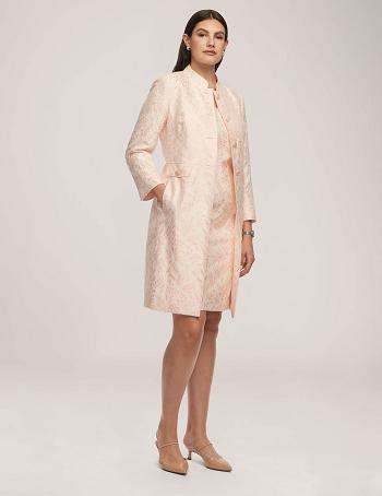 Anne Klein Jacquard Topper With Stand Collar Blazers White / Pink | YAUGT59989