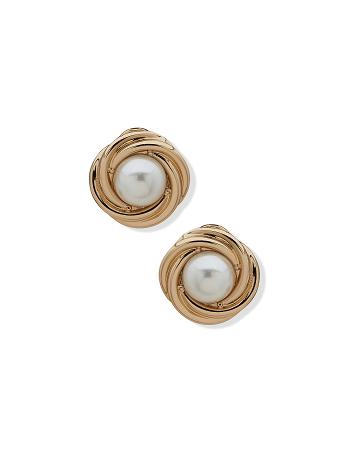 Anne Klein Knot Button Clip On Earrings Gold | AUIIZ16186