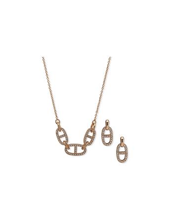 Anne Klein Links Necklace and Earring Set in Pouch Earrings Gold | AUICD96031