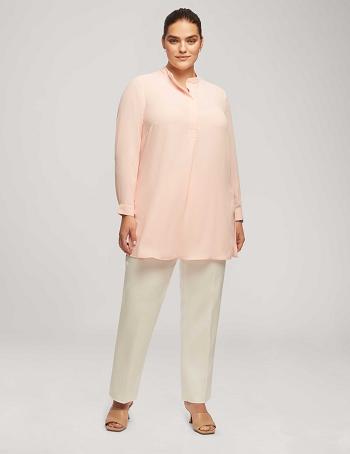 Anne Klein Long Sleeve Popover Blouse Plus Size Coral | GAUEC71217