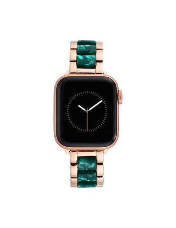 Anne Klein Marbleized Resin Bracelet Band Apple Watch Accessories Green / Rose / Gold | BAUSO72871