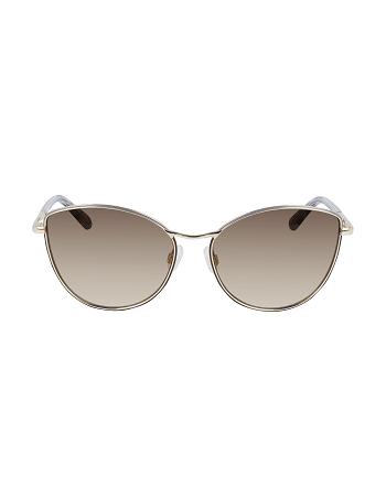 Anne Klein Metal Sunglasses Cat-Eye Gold | AUJZR76496