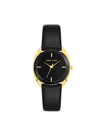 Anne Klein Modern Strap Watch Leather Gold / Black | QAUUV84424