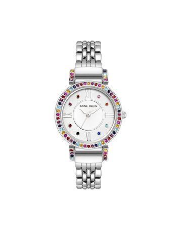 Anne Klein Multicolored Premium Crystal Watch Metals Silver | AUCVG99442