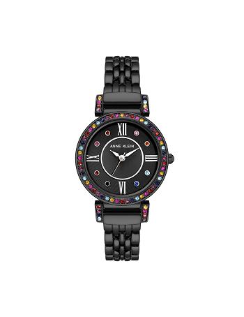 Anne Klein Multicolored Premium Crystal Watch Metals Black | AUEGJ99090