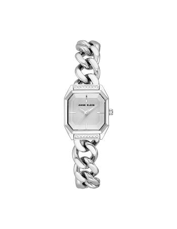 Anne Klein Octagonal Crystal Accented Chain Bracelet Watch Metals Silver | AUDFL53935