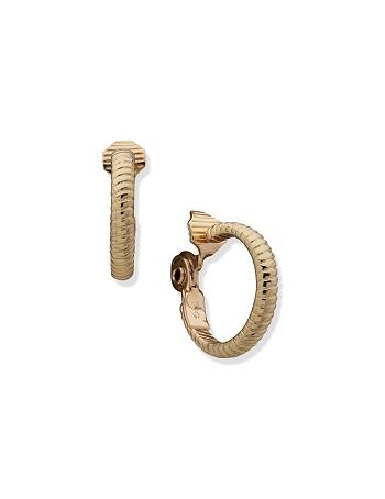 Anne Klein Omega Clip Hoop Earrings Gold | SAUNY27393