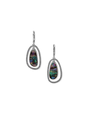 Anne Klein Orbital Abalone Pierced Earrings Silver | AUDFL25393