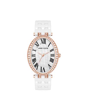 Anne Klein Oval Bracelet Watch Ceramics White / Rose / Gold | AUZPD87999