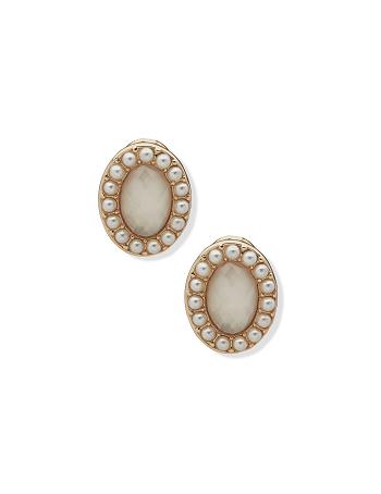 Anne Klein Oval Button Clip Earrings Gold | AUJKU33339