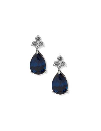 Anne Klein Pear Stone Drop Post Sapphire Pierced Earrings Blue / Silver | SAUNY74029