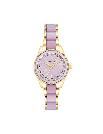 Anne Klein Pearlescent Resin Link Bracelet Watch Metals Gold / Lavender | EAUHC61013