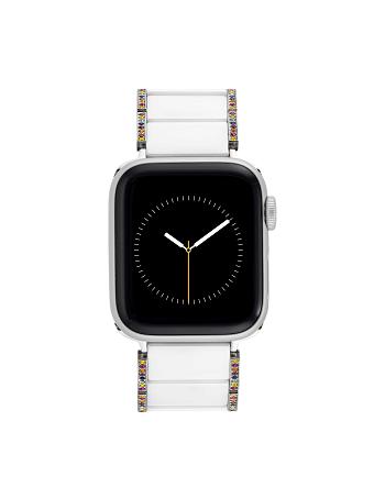 Anne Klein Premium Crystals Ceramic Bracelet Band for Apple Watch® Best Sellers White / Silver | AUZDE68211