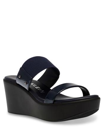 Anne Klein Pylos Platform Sandals Navy | BAUSD49676