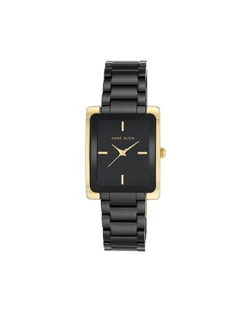 Anne Klein Rectangular Ceramic Bracelet Watch Best Sellers Black / Gold | AUICD57169