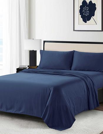 Anne Klein Reverie Anti-Microbial Sheet Set Bedding Navy | AUNZX78063