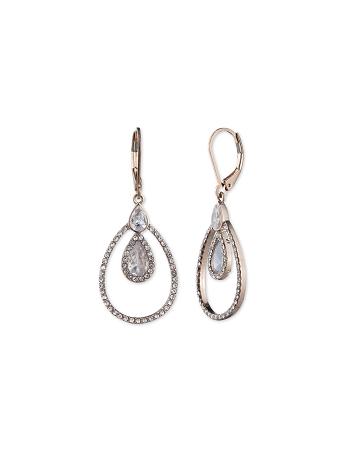 Anne Klein Rose Gold-Tone Crystal Pave Rim Drop Earrings Gold | XAUGW33571