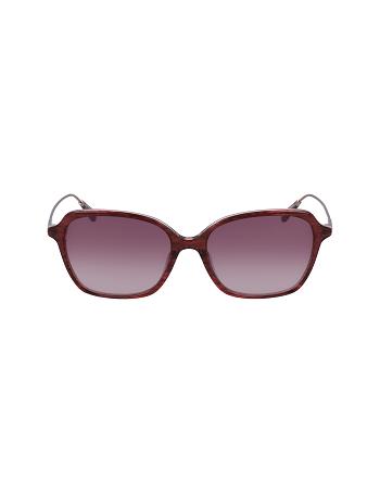 Anne Klein Rounded Square Sunglasses Narrow Size Burgundy | AUCVG16609