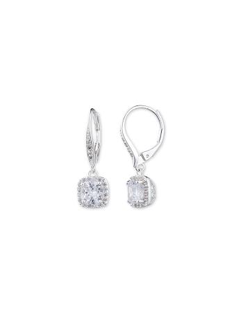 Anne Klein Silver-Tone Cubic Zirconia Drop Pierced Earrings Silver | AUXMI26577