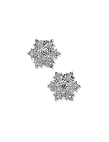 Anne Klein Snowflake Stone Button Clip on Earrings Grey / Silver | GAUUC42787